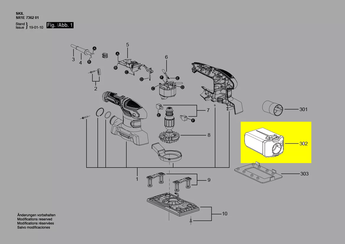 Collecteur à poussière ponceuse réf. 2826057001 Skil
